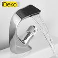 iDeko® Robinet de lavabo mitigeur salle de bain Mono cascade Nouveau collection en laiton chrom cartouche céramique-2