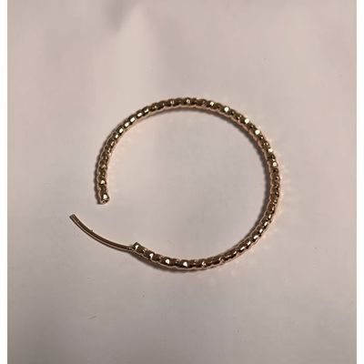 Boucles D'oreilles Créoles Plaqué Or 750 - Zircon Rose Solitaire - Neuf Avec étiquettes