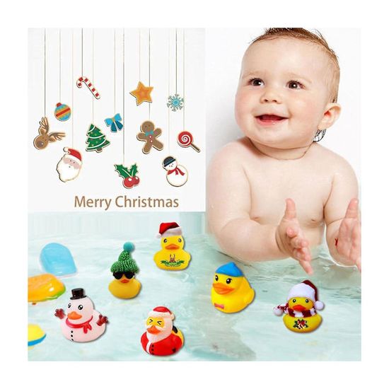 Calendrier De L'Avent 2024 Avec 24 Canards En Caoutchouc - Figurines De Noël (Père Noël, Bonhomme De Neige...) Pour Bain Ou Décoration - 8