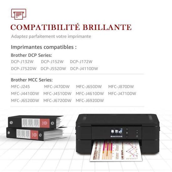 3 Pack cartouches Compatible Brother LC 123 pour Brother MFC-J6520DW  DCP-J132W DCP-J152W DCP-J552W MFC-J870DW MFC-J650DW Imprimante - Cdiscount  Informatique