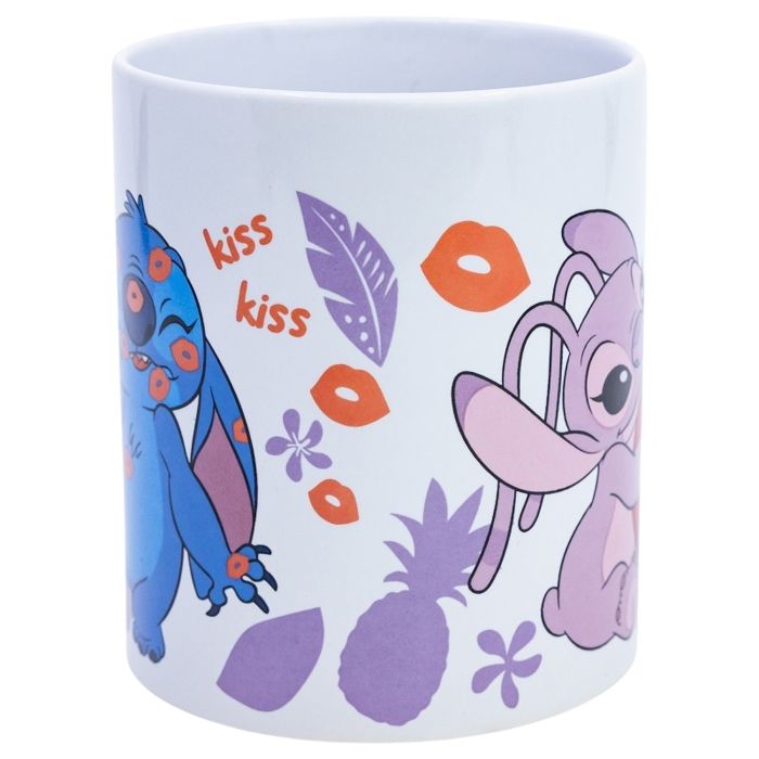 Mug Céramique Stitch Et Angel 330ml Personnalisable - Cadeau Anniversaire Noël Enfant Fille Garçon