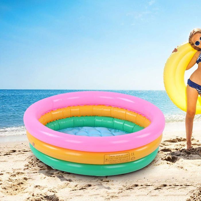 Piscine Gonflable Ronde Cœur Vintage 87 Cm - Pataugeoire Enfants Intérieur/Extérieur - PVC Épais
