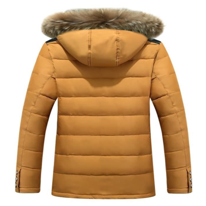 Doudoune Longue Homme Avec Capuche à Fourrure - Parka D'Hiver Chaud Rembourré LEOCLOTHO