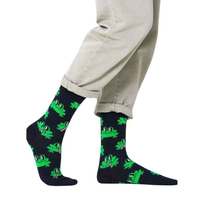 Chaussettes Happy Socks Motif Grenouilles – Lot De 2, Coton Doux, Talon Renforcé, Tailles Adulte Et Enfant