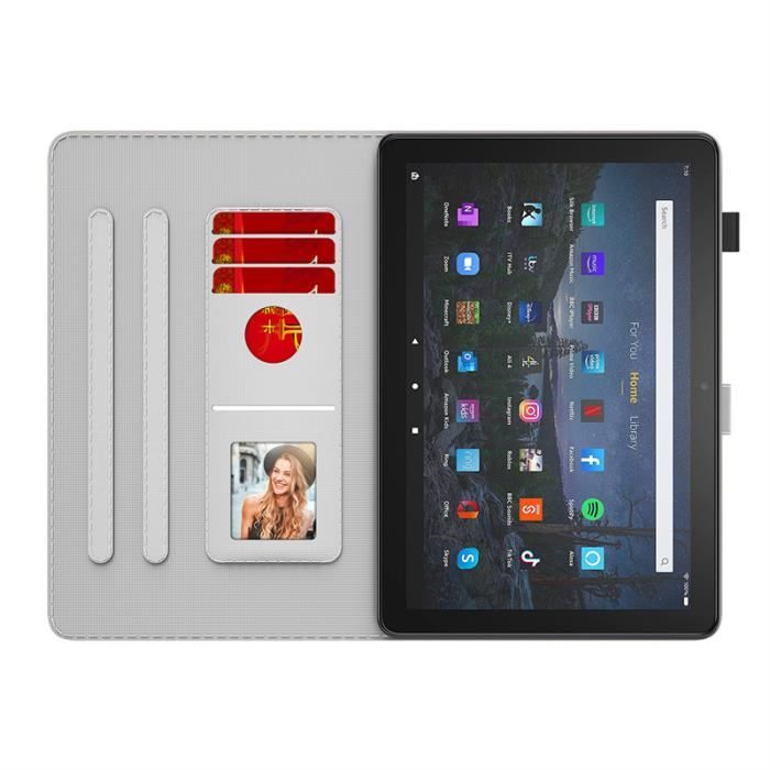 Coque pour  Kindle Fire 7 2022, Housse PU Cuir Flip Cover Case avec  Multi Angle Étui de Protection,Papillons bleus et roses - Cdiscount  Informatique