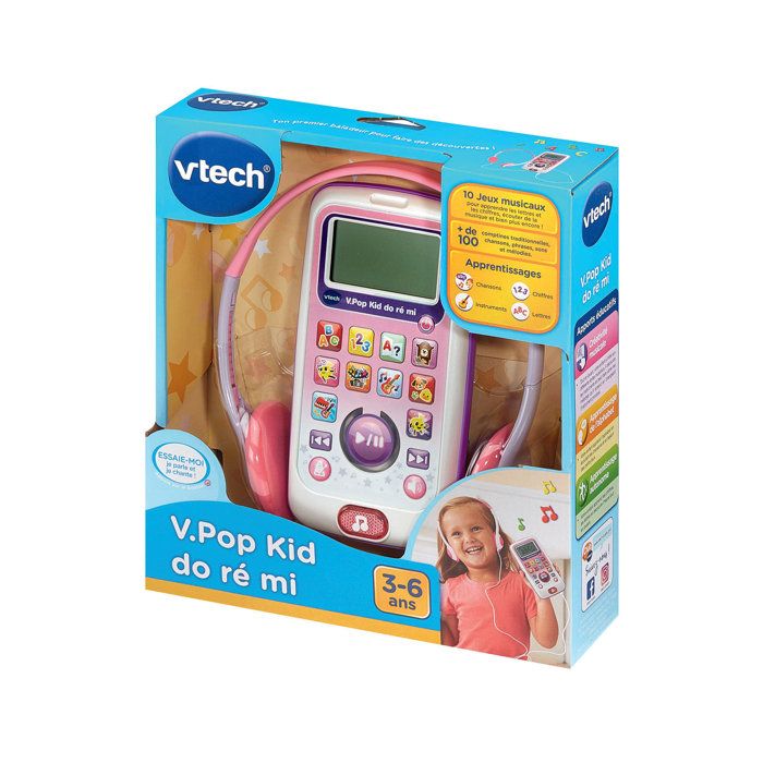 VTech V.Pod Kid – Lecteur Musical Éducatif Avec Casque – 10 Activités – Dès 3 Ans – Version FR