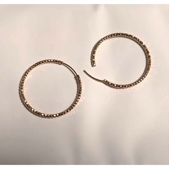 Boucles D'oreilles Créoles Jonc Lisse 42mm Plaqué Or Jaune 750 - Bijouterie Papillon Bleu - Neuf Avec étiquettes