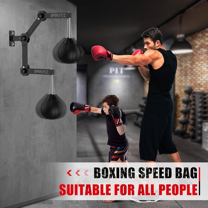 Sacco Da Boxe A Parete Regolabile IMAYCC - Per Allenamento Velocità, Regolabile In Altezza, Pieghevole, Per Casa E Palestra