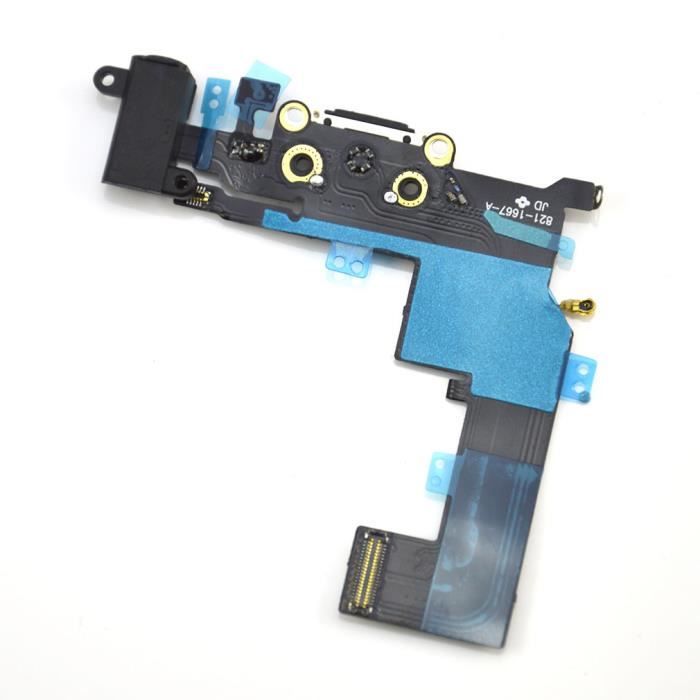 Connecteur De Charge Et Jack Pour IPhone 5 Noir - Nappe Dock De Remplacement, Neuf