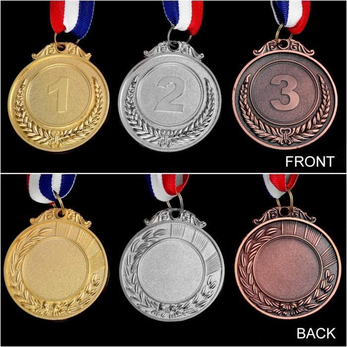Médailles de récompense en métal avec ruban de cou doré bronze argenté style  olympique pour le sport des enfants ou toute compétit - Cdiscount