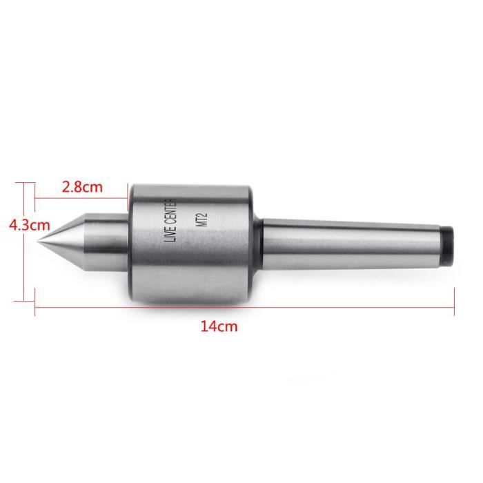 Live Center MT2 Pour Tour - Précision 0,005 Mm - Acier Trempé - Capacité 150 Kg