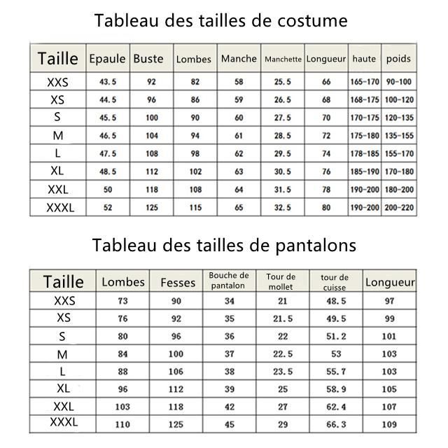 Taille veste costume online