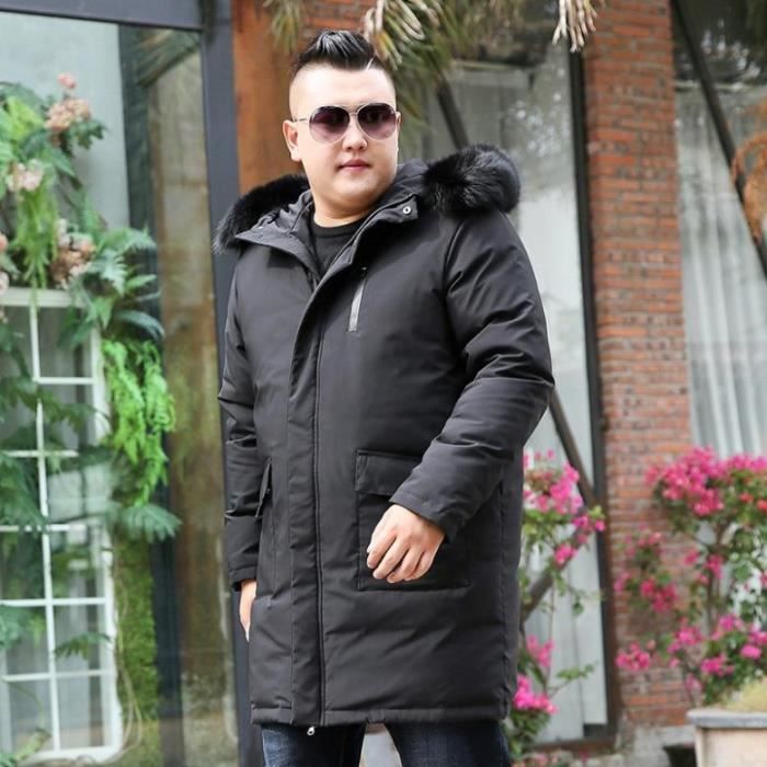 Doudoune homme grande taille col en fourrure couleur unie