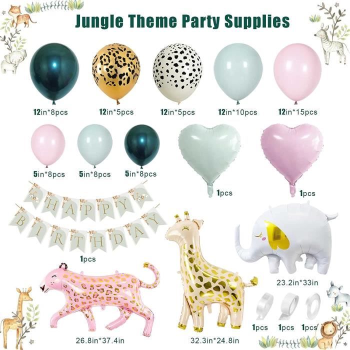 12pcs Ballon Animaux Anniversaire Fille Garcon Jungle Safari de la Foret  Ferme Gonflable Gonflable 1 an 2 ans Kit Deco Decorati A124 - Cdiscount  Maison