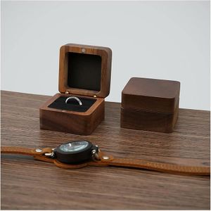 Boîte à Bijoux Velours Pour Bague - écrin Cadeau Fiançailles, Mariage, Anniversaire + Sac En Flanelle (noir)