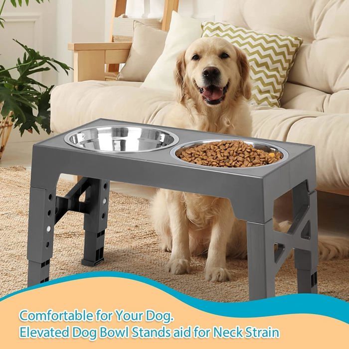Gamelle Surélevée Pour Chien - Double Bol Ergonomique, Design Antidérapant, Idéale Pour Toutes Les Races - Couleurs Vives