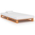 Chambre Cadre de lit simple 100x200 cm Lit enfant-adlulte pour 1 personne de palette Marron Bois de pin massif |7056-0
