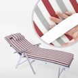 Matelas pour chaise longue - Coussin Bain de Soleil - Rouge/Blanc - 180 x 55 x 8 cm-0