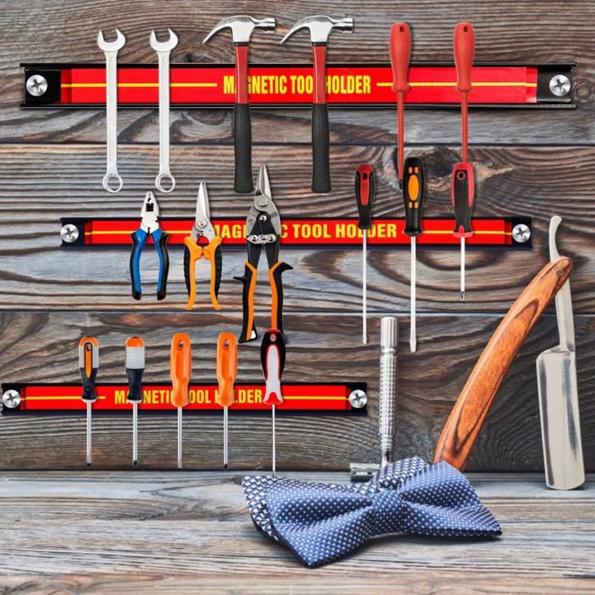 Support outils magnétique 3 pièces porte outil garage atelier baguette alimenté