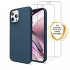 EVETANE Coque compatible Iphone 12/12 Pro antichoc Bleu Marine + 2 vitres