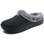 Chaussons Hommes en Cuir Noir - AFJ JEEP - Doublure en Peluche - Taille 41-45