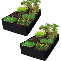 Sacs à Plantes 486L Non tissé Blackline, 16 Plaids Sac de Culture Pot Geotextile, Tissu Pots Fleur Sac Jardin pour Tomates, Poivrons
