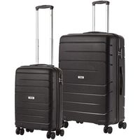 Série de valises TravelZ Big Bars - Série de deux trolleys TSA - Grand bagage à main - Noir