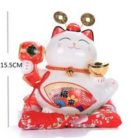 Couler un Tirelire chat porte-bonheur en céramique, décoration de chaton Maneki Neko, Figurines d'animaux cré