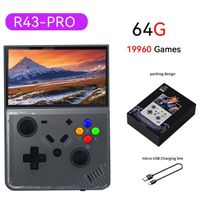Console de jeu portable R43 PRO - 4.3 pouces console de jeu vidéo portable rétro open source pour enfants, 64G Noir transparent