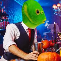 SURENHAP Fournitures de cosplay Couverture de tête de poisson drle Cosplay jeux activite Masque de poisson moussant vert clair