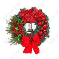 TD® Couronne de décoration de Noël 40CM *40CM Design lumineux Noeud en velours Couronne de décoration de porte d'entrée
