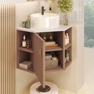 MEUBLE VASQUE - PLAN Meuble de salle de bain suspendu avec vasque en cé