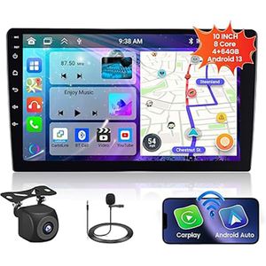 Autoradio Android 13 Double DIN 8" GPS 8Go RAM 128Go - Sortie Optique/HDMI - Compatible CarPlay & Android Auto