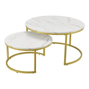 TABLE BASSE Set de 2 tables basses rondes gigognes - Effet mar