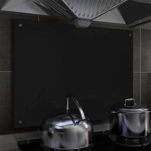 CREDENCE Crédence de cuisine en verre trempé noir 80 x 60 cm - Mobilier Superbe