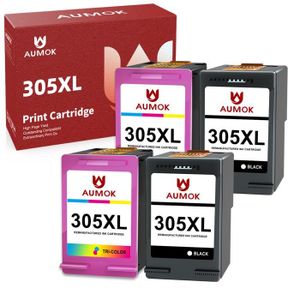 Pack de cartouches d'encre 305 XL Noir + Couleurs - Compatible HP JETLINE :  le pack de cartouches d'encre à Prix Carrefour