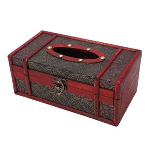 DISTRIBUTEUR MOUCHOIR Cuque boîte à mouchoirs PU Boîte à mouchoirs en bois antique, fabrication exquise, apparence rétro, couverture de boîte à