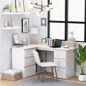 BUREAU  DIOCHE Bureau d'angle Blanc brillant 145x100x76 cm Aggloméré - YW Tech DIO7380738184559