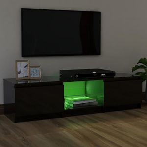 MEUBLE TV Meuble TV avec lumières LED Noir brillant 120x30x35,5 cm Mothinessto lY2547