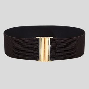 TINGS Ceinture /élastique pour Femme Cummerbunds Extensibles /à la Mode Ceinture Fine Peal Ceinture Double Grosse Perle Tide Robe Noire Accessoires Couleur Noire