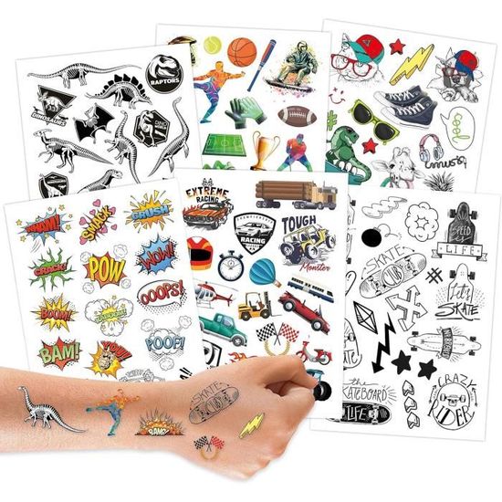 100 Tatouages Temporaires Dinosaures Enfants - Non Toxiques, Végétaliens, Fabriqués En Allemagne