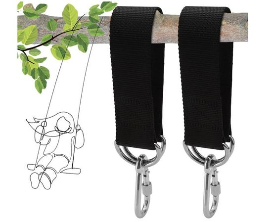 Fixation Suspendue Jardin TNSLAND 2 Sangle Balancoire Arbre Fixation Hamac Sangles De Suspension Sangle Hamac Attache Balancoire En Nylon Avec 2 Mousquetons Et 2 Anneaux En D Pour Balancoire De Jardin Hamac