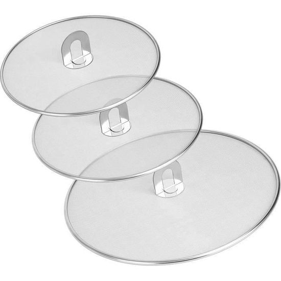3 Pièces Protection Anti-éclaboussures Acier Inoxydable - Couvercles Écrans 25/29/33 Cm Pour Poêle