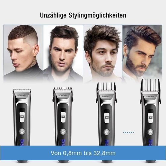 Tondeuse Cheveux Homme Tondeuse Barbe pour Homme avec Ecran LCD Sans ...