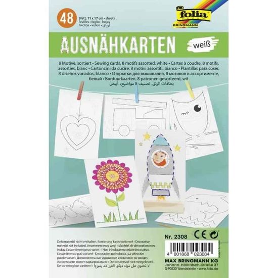 Cartes à Coudre Ursus Pour Enfants - 50 Motifs Pré-imprimés - 11x17cm