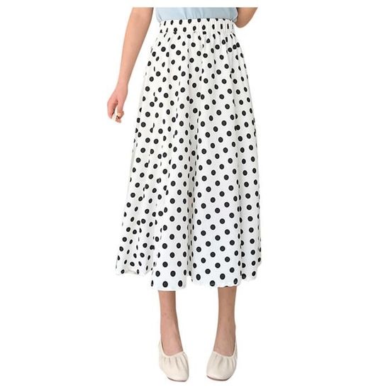 Jupe midi ample évasée à carreaux · Blanc · Habillé / Jupes | Massimo Dutti