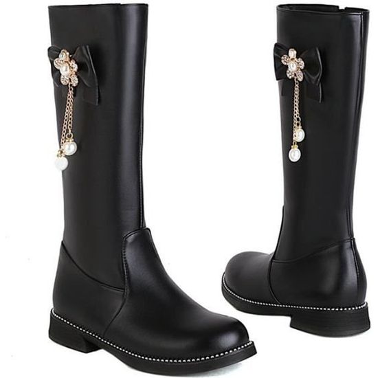 Mode Genou Bottes Hautes Femmes Automne Hiver Bottes Longues Bout Pointu Noir Blanc Talon Botte D'équitation Chaussures Chaussures De Fête Dames