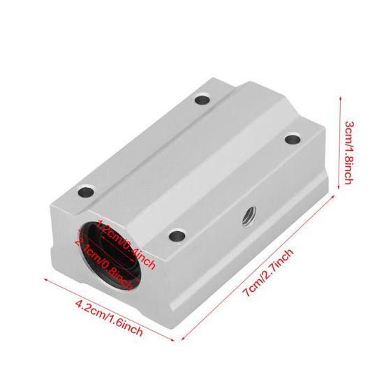 Bloc Coulissant Linéaire à Billes SCS12LUU En Aluminium - 12 Mm, Pour CNC, 2 Pièces, Montage Par 4 Trous, Mouvement Fluide