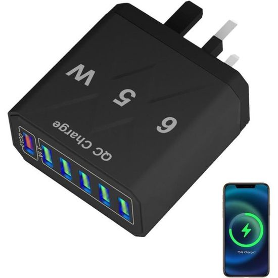 Chargeur Mural 4 Ports 45W Avec écran Numérique - 2 USB + 2 Type-C - Compatible IPhone, Samsung, MacBook - Idéal Voyage
