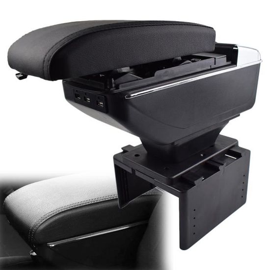 Accoudoir Central Console Pour Duster 2010-2017 – Cuir Noir, Rangement, Réglable En Hauteur – Installation Plug & Play